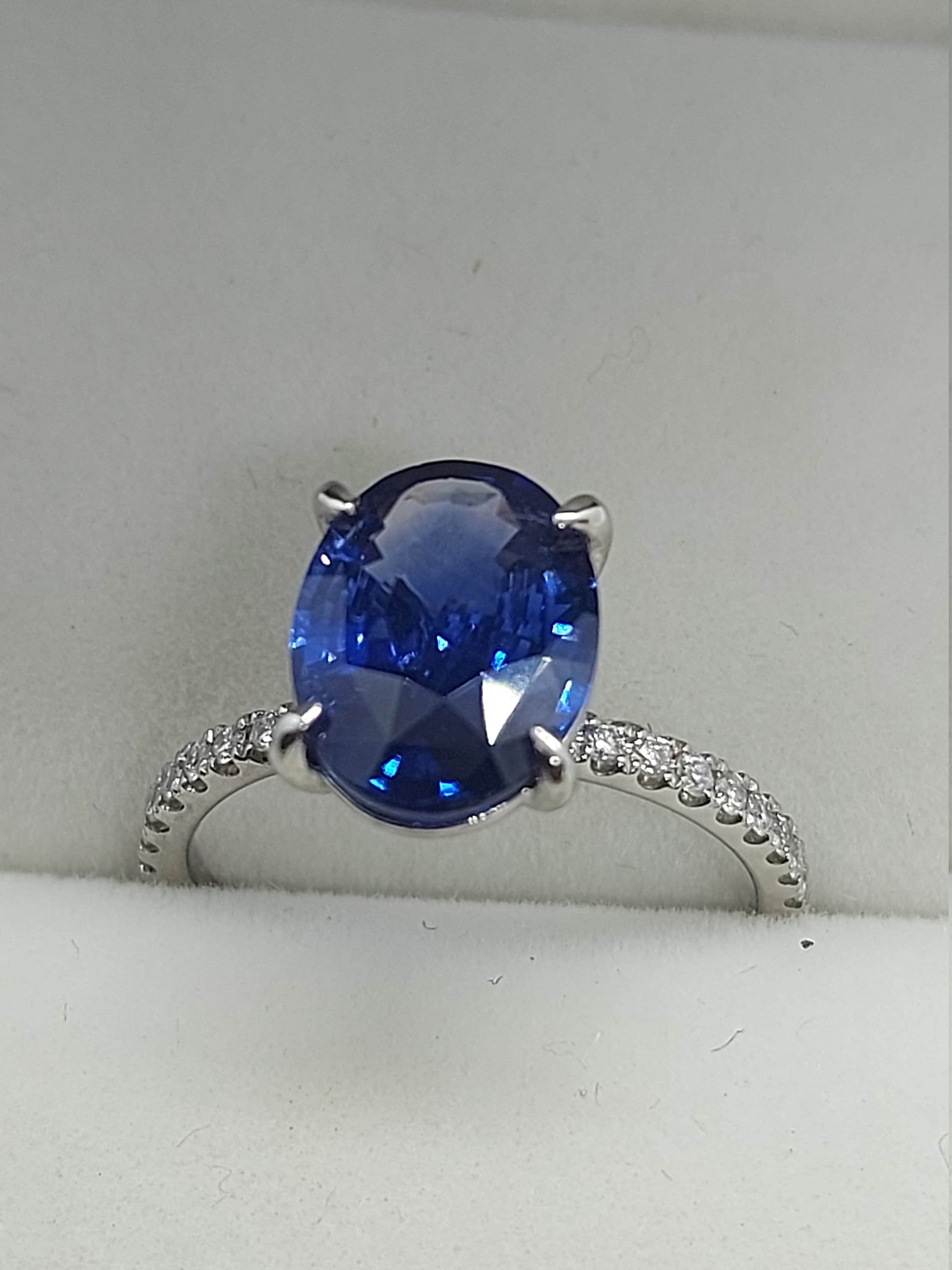 2.8 Ct Oval Blue Diamond, Sapphire Engagement Ring