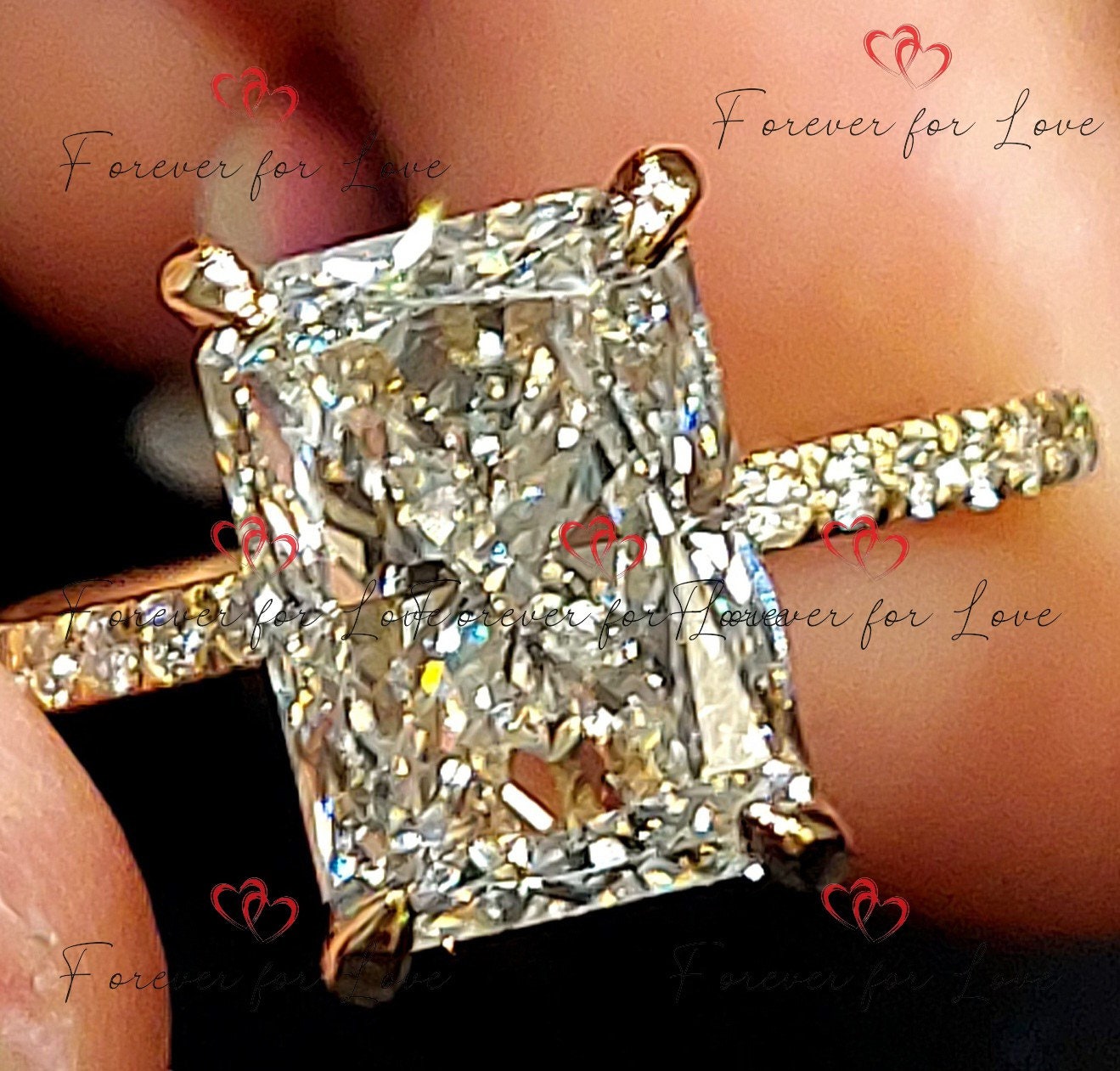 4 Ct IGI Certified Radiant Lab Diamond Halo Engagement Ring