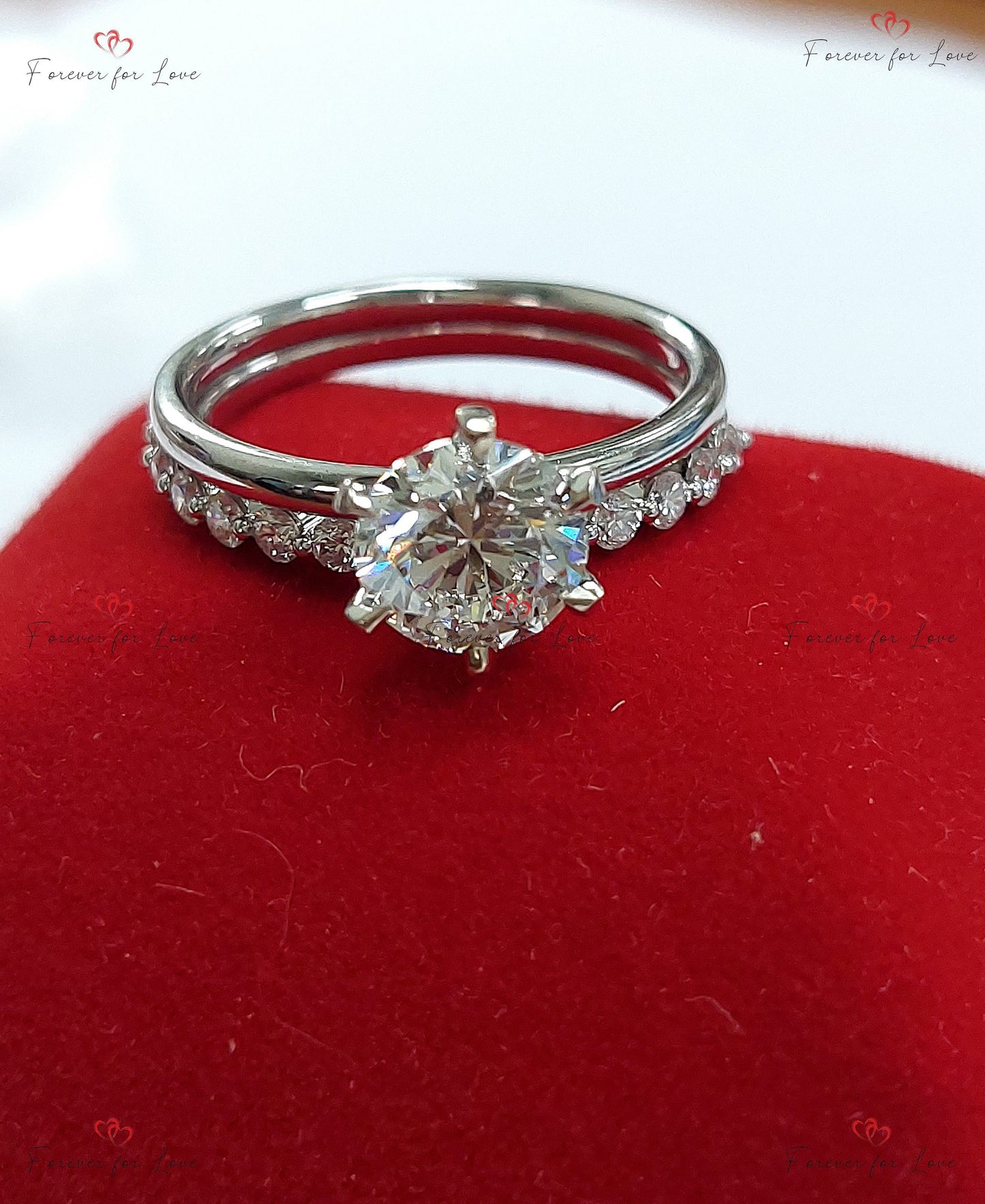 1.5 Ct IGI Certified Round Diamond Engagement Ring Round cut 1Ct Moissanite Brilliant Cut engagement ring in 935 Argentium Silver — custom handcrafted by Forever For Love