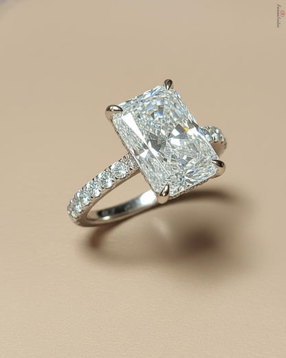 6 Ct IGI Certified Radiant Lab Diamond Halo Ring