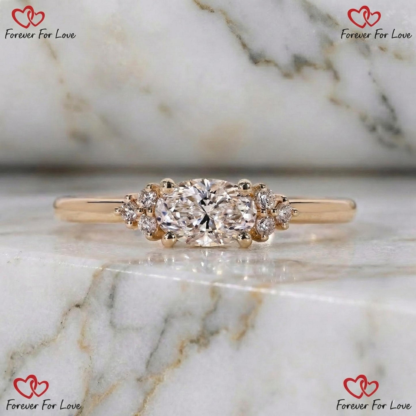 Oval Lab Diamond Engagement Ring Oval cut 1Ct Moissanite Brilliant Cut engagement ring in 935 Argentium Silver — custom handcrafted by Forever For Love