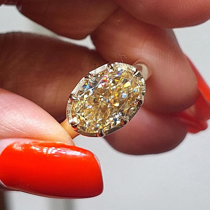4 Ct Oval Yellow Diamond, Moissanite Engagement Ring