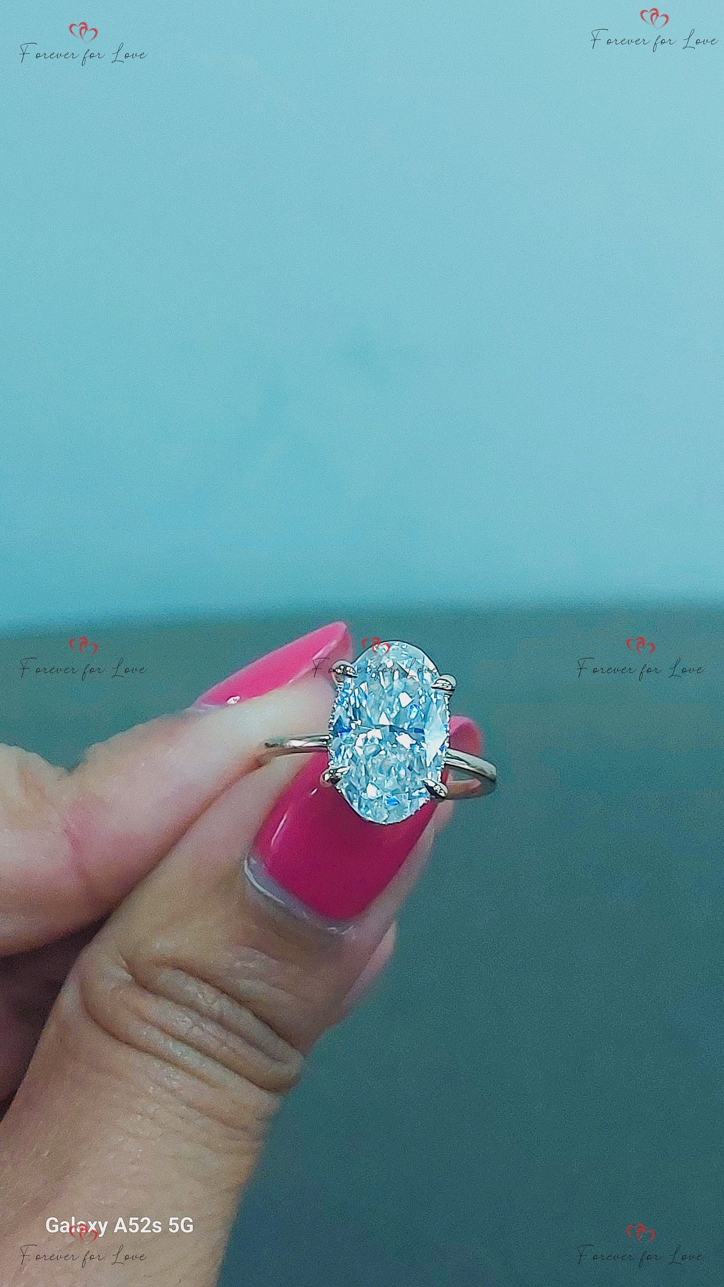 6 Ct Oval Hidden Halo Engagement Ring with Centre Carat Options Oval cut 1Ct Moissanite Brilliant Cut engagement ring in 935 Argentium Silver — custom handcrafted by Forever For Love