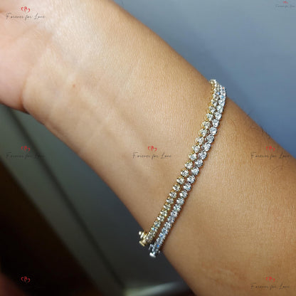 Diamant Tennisarmband 14K Weißgold rundes Tennisarmband, im Labor gezüchtetes Armband, wunderschönes Weißes Diamantarmband, 1.5mm rundes Armband.