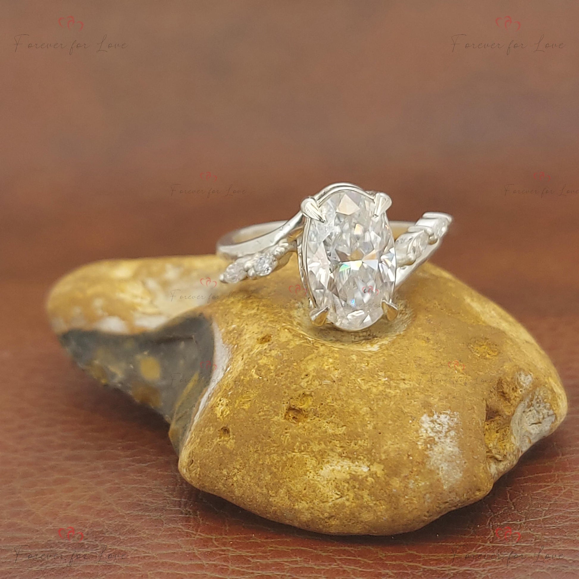 3 Ct Oval Lab Diamond Hidden Halo Engagement Ring