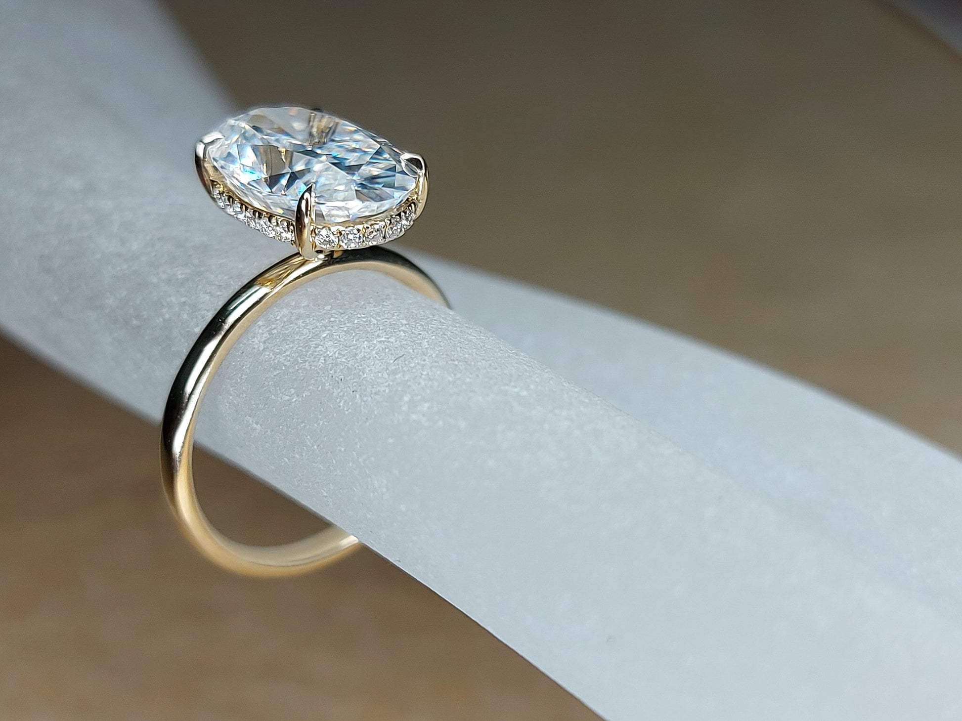 3 Ct Oval Diamond, Moissanite Halo Engagement Ring