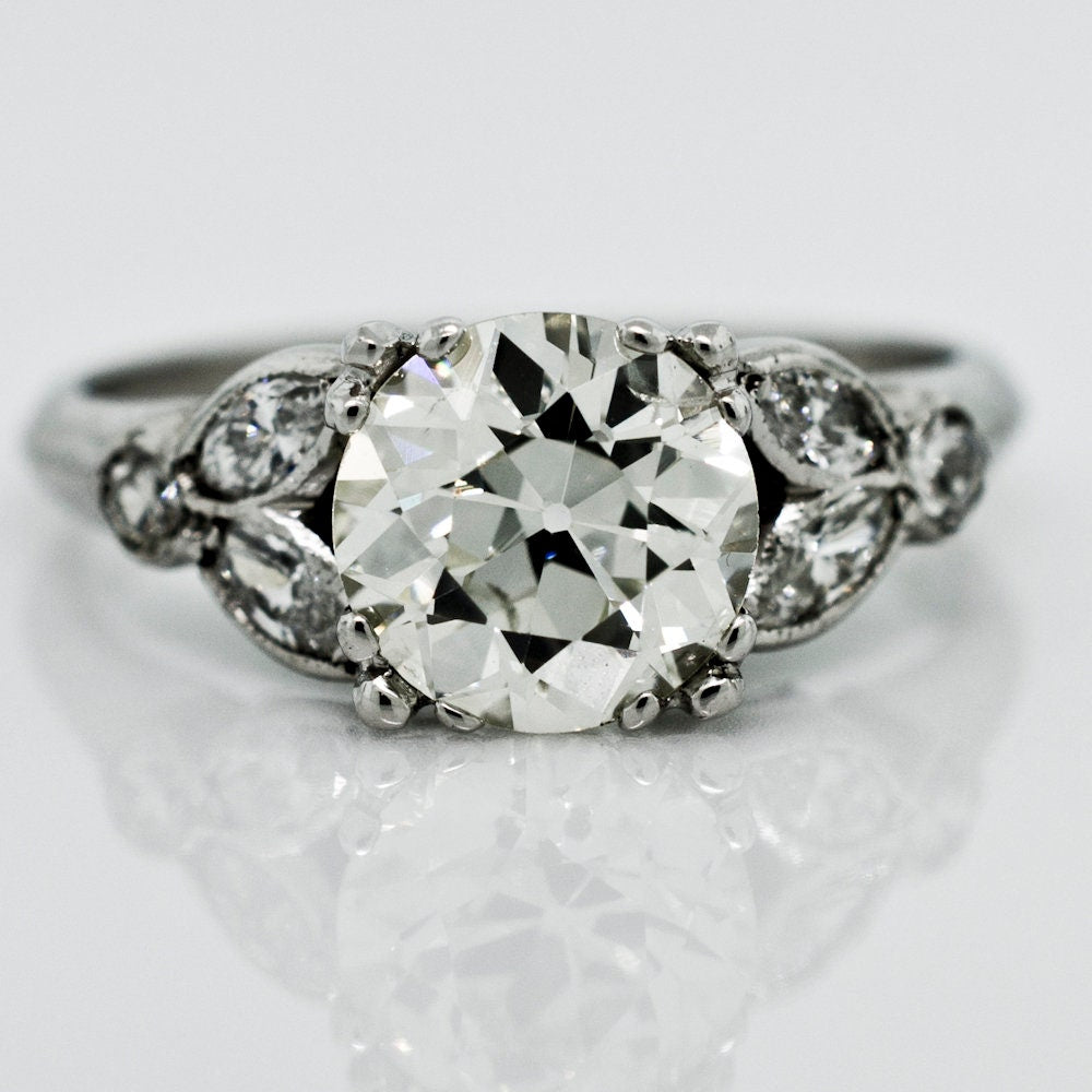 2 Ct Old European Diamond, Moissanite Engagement Ring
