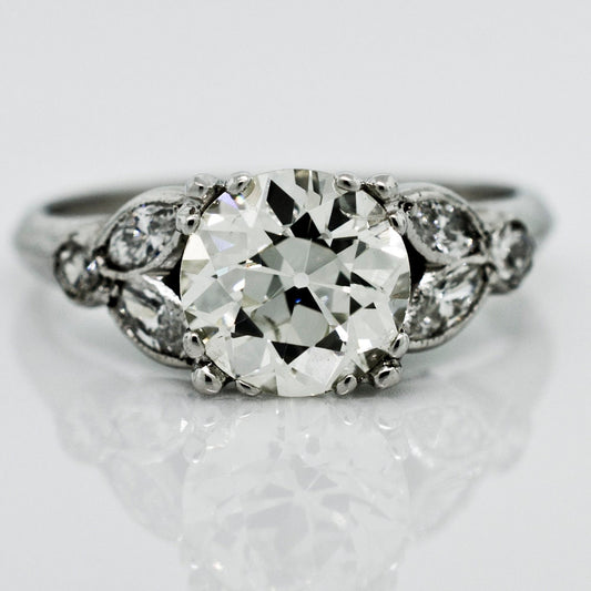 2 Ct Old European Diamond, Moissanite Engagement Ring