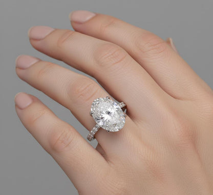 5.5 Ct IGI Certified Oval Lab Diamond Hidden Halo Engagement Ring