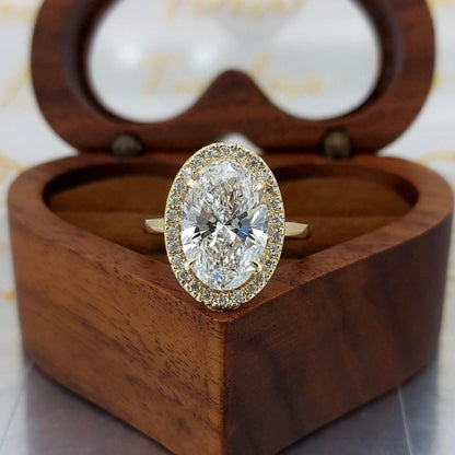 4.5 Ct IGI Certified Oval Lab Diamond Halo Engagement Ring