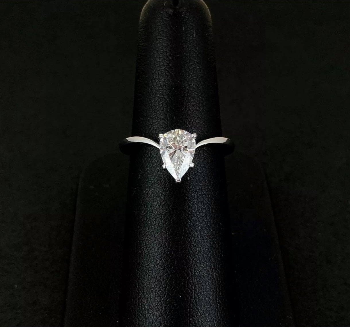 1.01 Ct GIA Certified Pear Natural Diamond Solitaire Engagement Ring