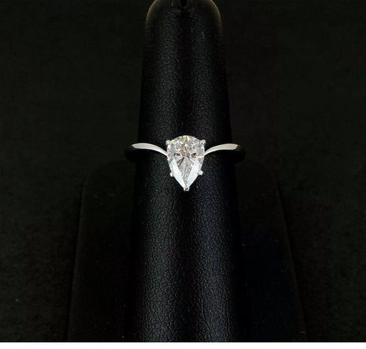 1.01 Ct GIA Certified Pear Natural Diamond Solitaire Engagement Ring