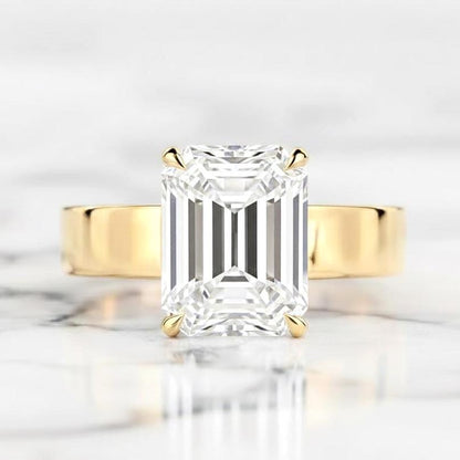 3 Ct Emerald Lab Diamond Solitaire Engagement Ring