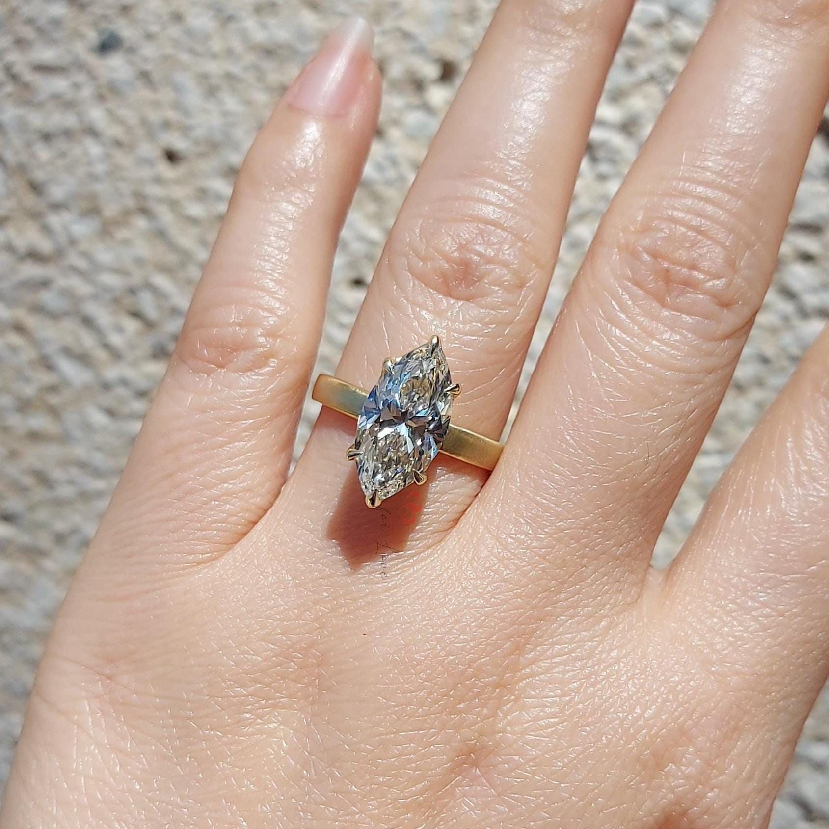 4.12 Ct IGI Certified Marquise Lab Diamond Engagement Ring
