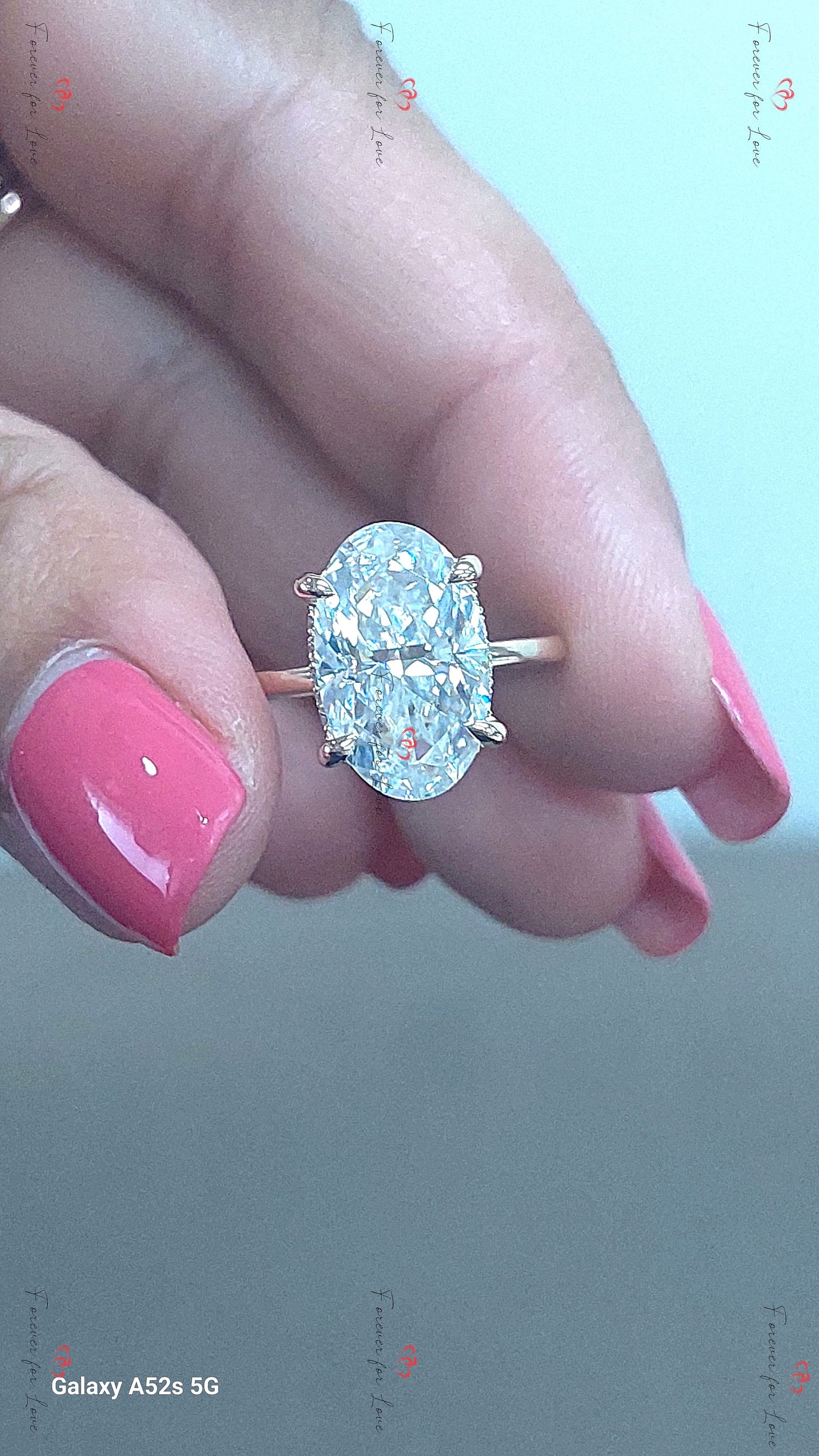 6 Ct Oval Hidden Halo Engagement Ring with Centre Carat Options Oval cut 1Ct Moissanite Brilliant Cut engagement ring in 935 Argentium Silver — custom handcrafted by Forever For Love