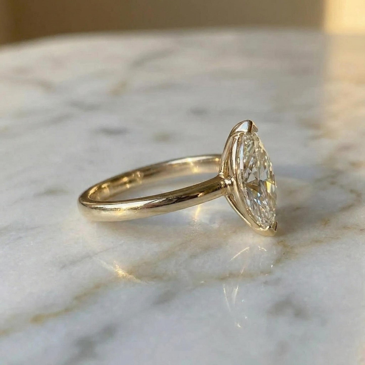 5 Ct IGI Certified Marquise Lab Diamond Engagement Ring Marquise cut 1Ct Moissanite Brilliant Cut engagement ring in 935 Argentium Silver — custom handcrafted by Forever For Love