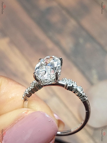 3 Ct Oval Diamond, Moissanite Engagement Ring