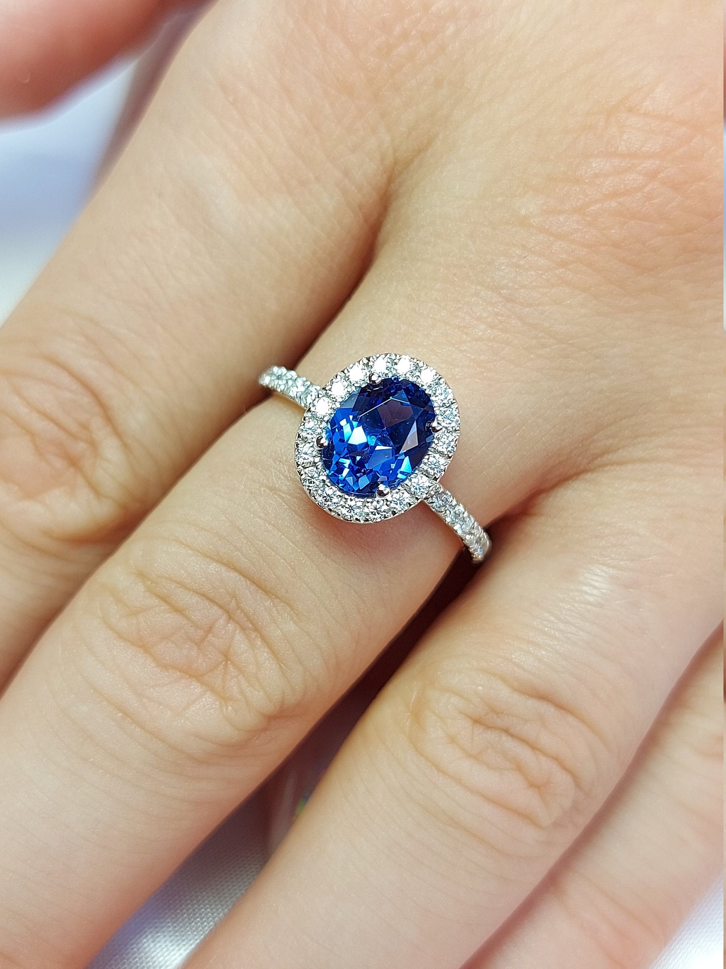 2 Ct Oval Natural Sapphire Engagement Ring Oval cut 1Ct Natural Sapphire engagement ring in 935 Argentium Silver — custom handcrafted by Forever For Love