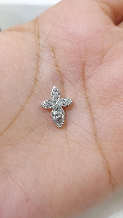 Halskette mit Kreuzanhänger aus 14k Marquise Diamanten für Damen, Kreuzanhänger aus Labor-Diamanten, religiöser Schmuck, christlicher Glaube Anhänger, Kreuzgeschenk für Frauen