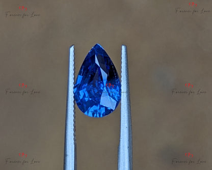 Blauer Birnen-Saphir 2 Karat, natürlicher, unbehandelter, birnenförmiger Edelstein aus Ceylon, 9,7 x 6,2 x 4,5 cm, individuelles Schmuckgeschenk für Sie