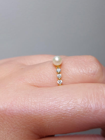 Natural Diamond, Pearl Half Eternity Band