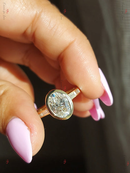 2 Ct Baguette Lab Diamond Solitaire Engagement Ring
