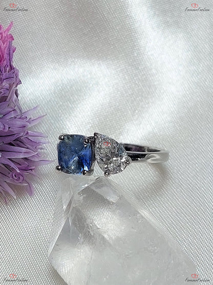 Cushion Diamond, Sapphire Engagement Ring