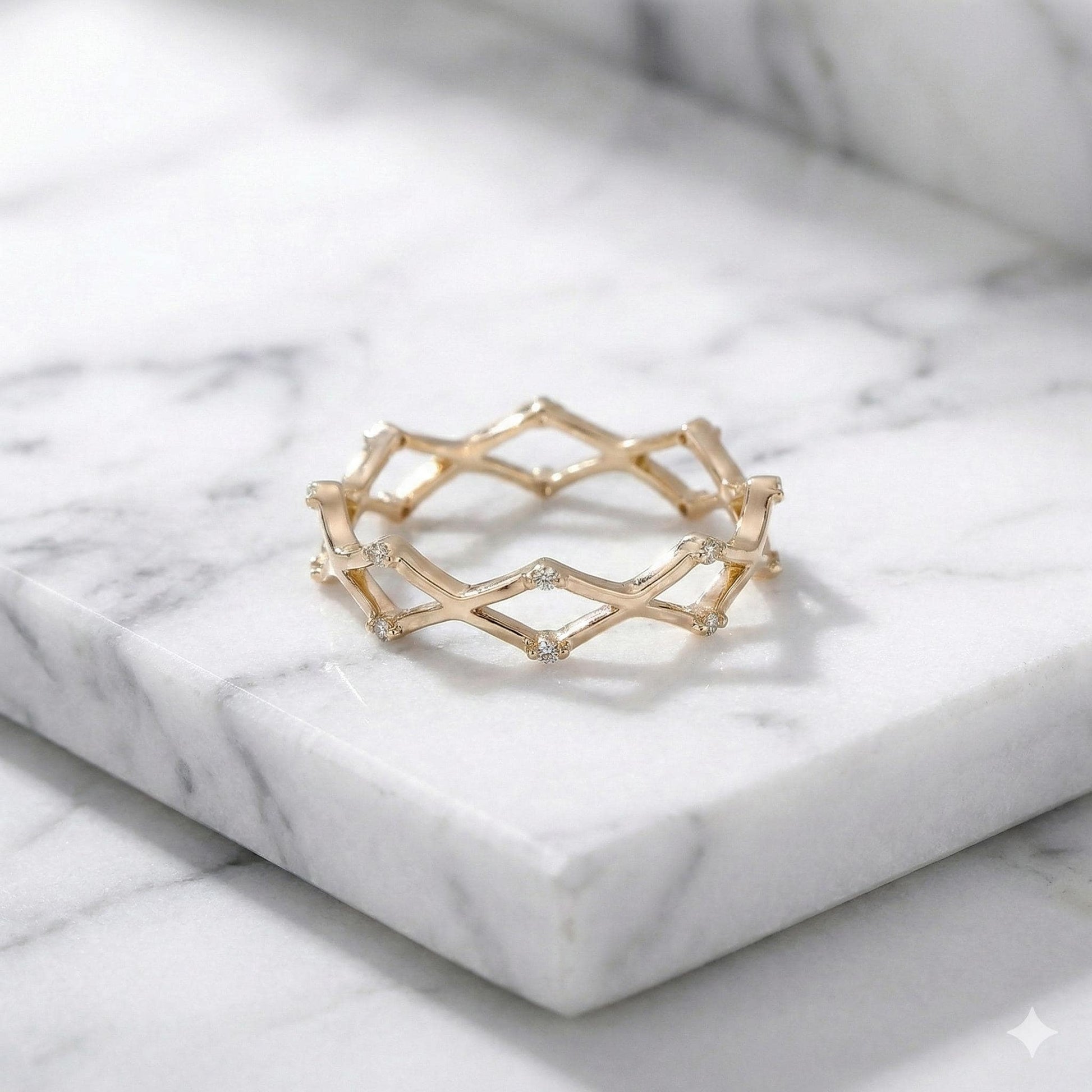 Genuine Lab Grown Diamond Ring X Criss Cross Ring Unique Minimalist Statement Ring Dainty Daily Wear Ring Solid 10k 14k 18k Gold Ring Gift