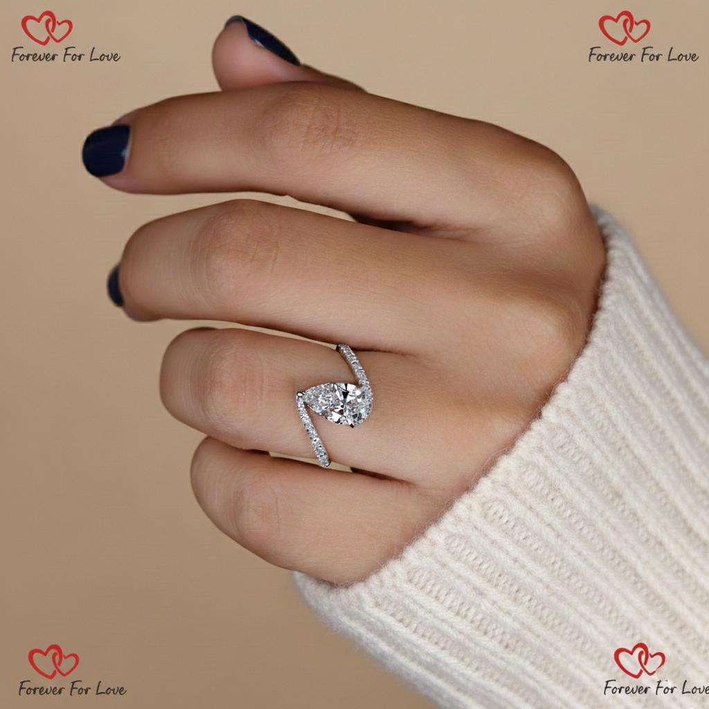 1.5 Ct IGI Certified Pear Lab Diamond Engagement Ring