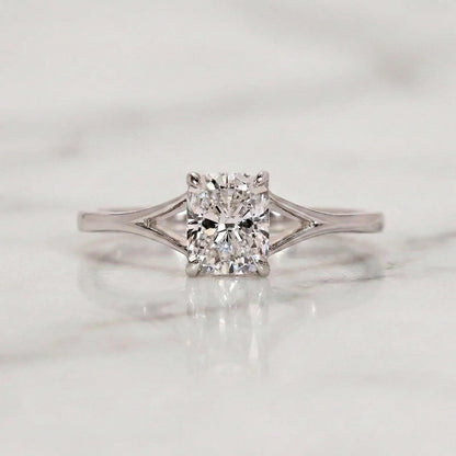 Lab Grown E,VVS2, IGI Certified Cushion Diamond Engagement Ring, Split Band Ring, Solitaire Cushion Ring for Her Anniversary Gifts