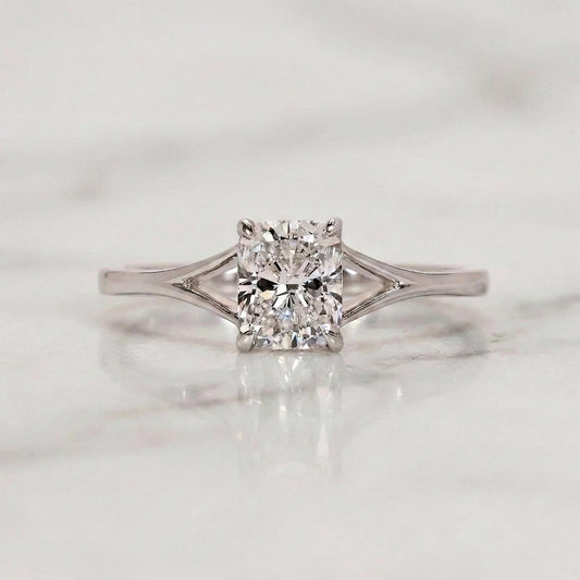 Lab Grown E,VVS2, IGI Certified Cushion Diamond Engagement Ring, Split Band Ring, Solitaire Cushion Ring for Her Anniversary Gifts