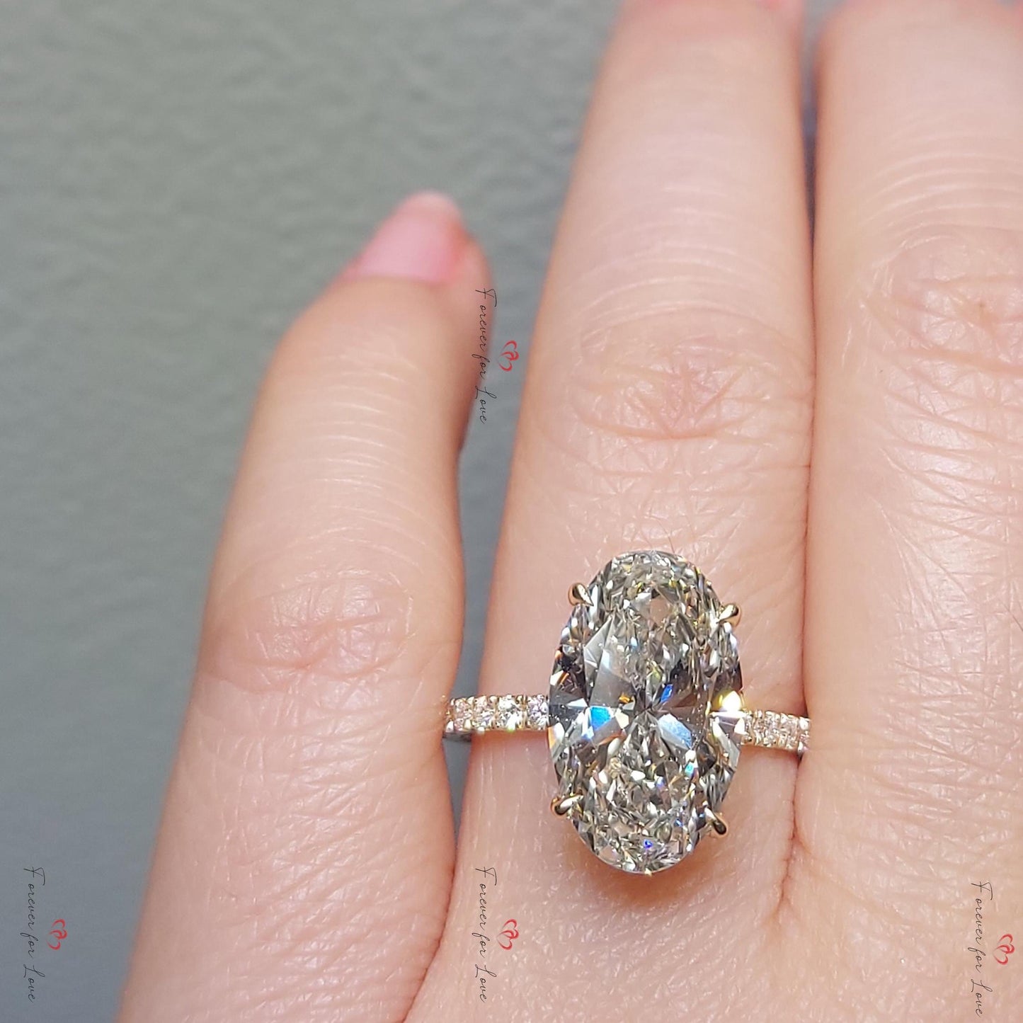 6.5 Ct Oval Lab Diamond Solitaire Engagement Ring Oval cut 1Ct Moissanite Brilliant Cut engagement ring in 935 Argentium Silver — custom handcrafted by Forever For Love