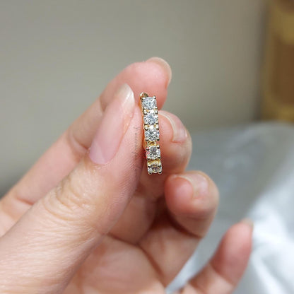 14k Gold- und Diamant-Creolen, 3mm Diamant-Huggies, baumelnde Diamanten, echte Diamanten, 14k Rosé-, Weiß-, Gelbgold Ohrringe Paar.