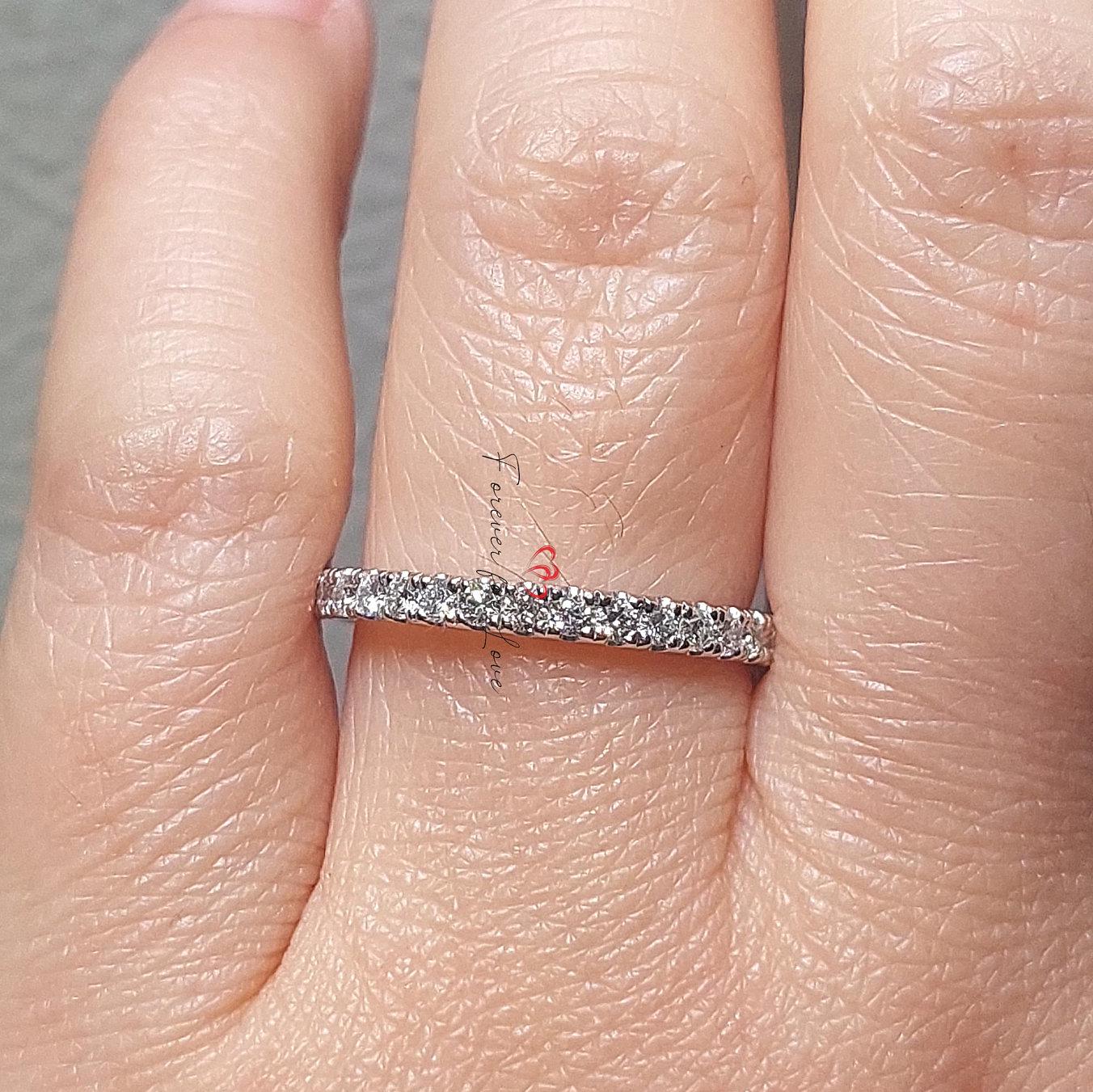 Round Natural Diamond Full Eternity Band Round cut Moissanite Brilliant Cut engagement ring in 935 Argentium Silver — custom handcrafted by Forever For Love