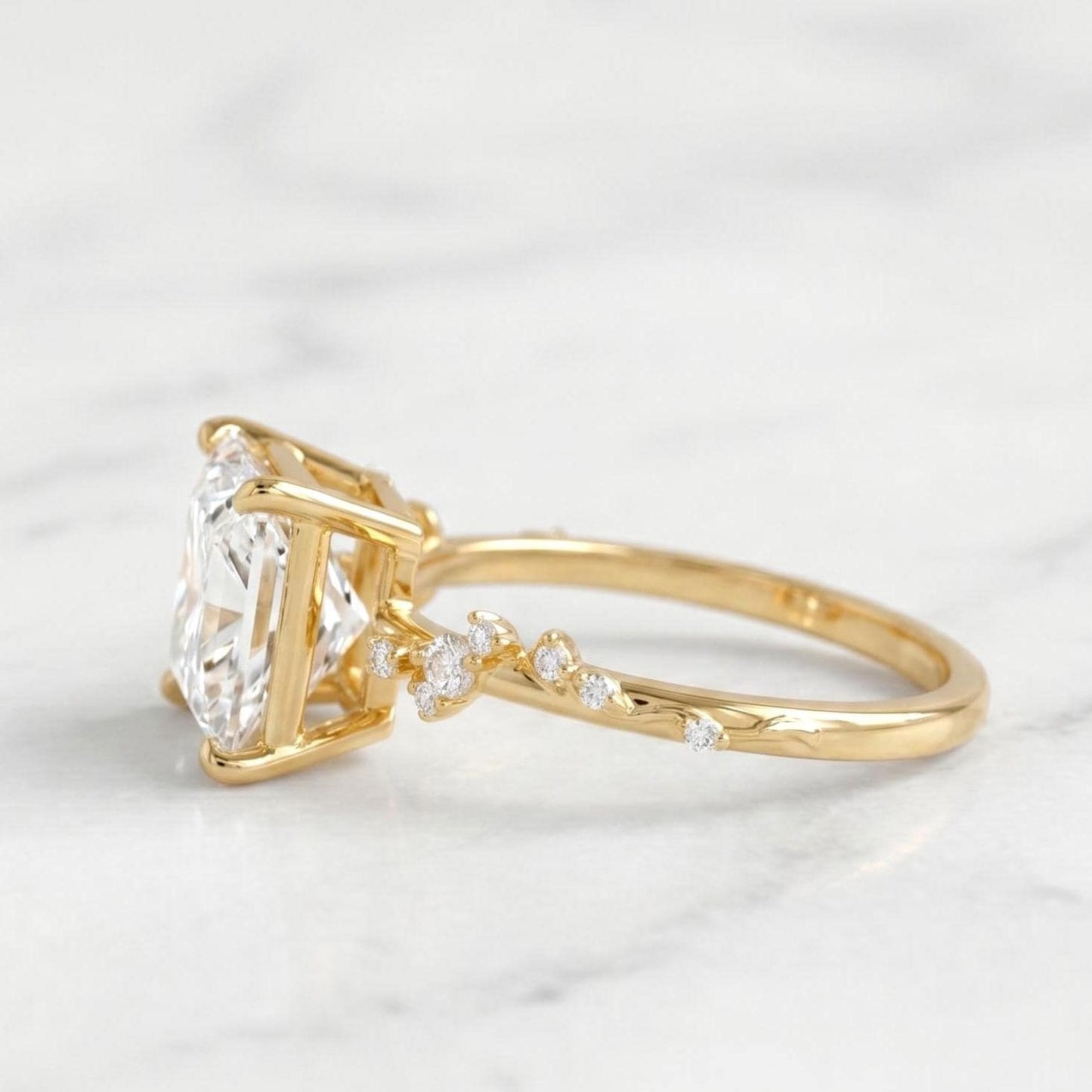 IGI Certified Princess Lab Diamond Engagement Ring Princess cut 1Ct Moissanite Brilliant Cut engagement ring in 935 Argentium Silver — custom handcrafted by Forever For Love