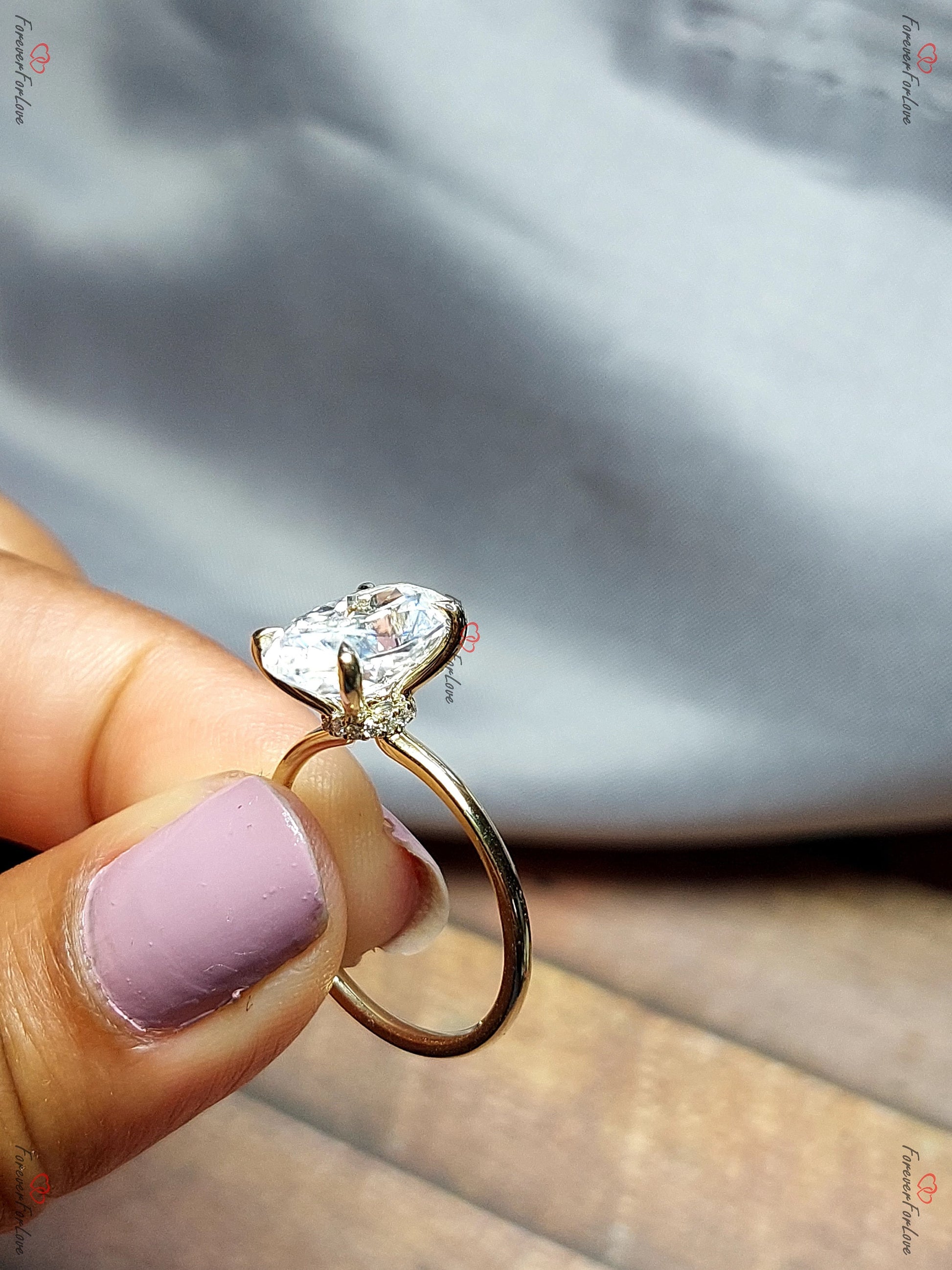 Oval Cut Engagement Ring, 4Ct Crushed ice Oval 12*8mm Moissanite engagement ring, diamond wrap around halo ring, Proposal Ring Gift for Her.