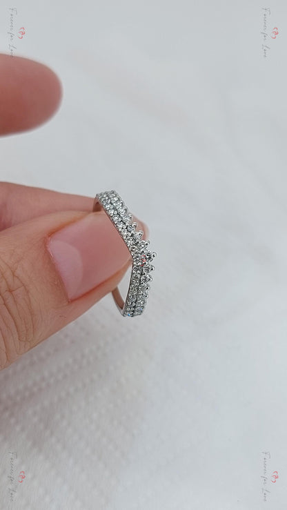 Solid gold Curvy Half Eternity Ring, stacking UK Hallmark Wedding Band- Diamond wedding band - matching wedding band