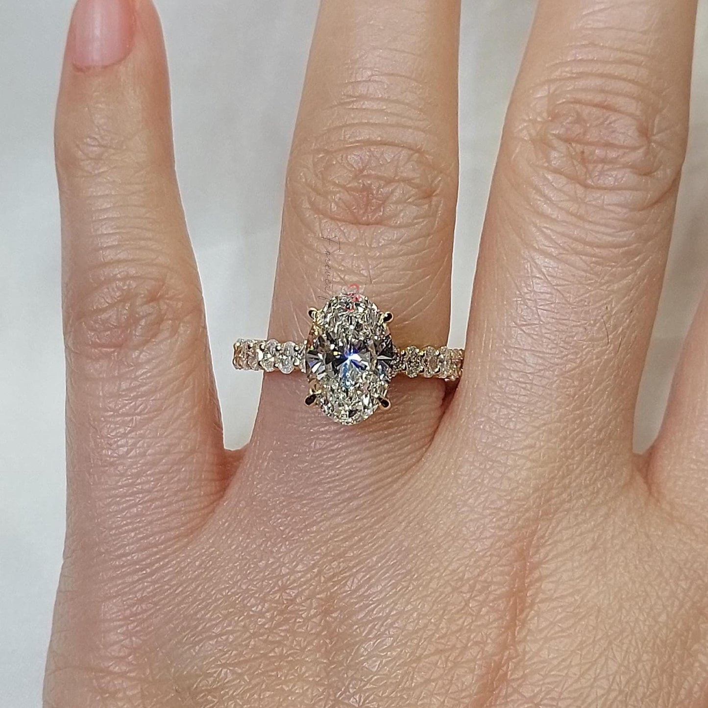 3 Ct Oval Lab Diamond Solitaire Oval cut 1Ct Moissanite Brilliant Cut engagement ring in 935 Argentium Silver — custom handcrafted by Forever For Love