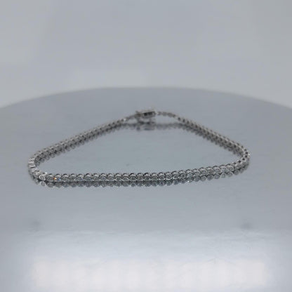 Diamant Tennisarmband mit Lünette 14K Weißgold rundes Tennisarmband, im Labor gezüchtetes Armband, wunderschönes Armband mit weißen Diamanten, rundes Armband.