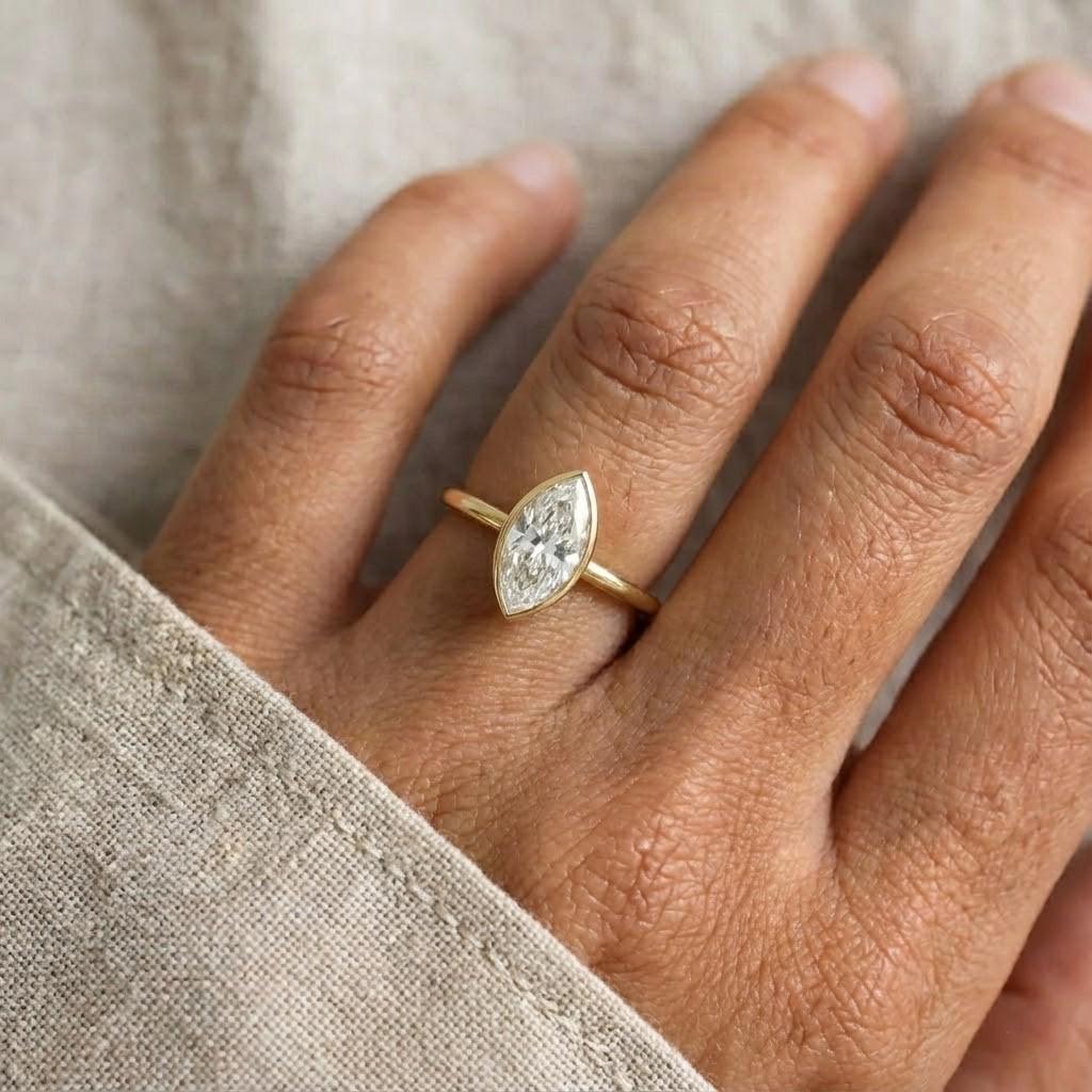 3 Ct IGI Certified Marquise Lab Diamond Engagement Ring