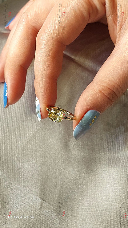 2 Ct Oval Yellow Sapphire Engagement Ring
