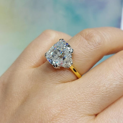 Cushion Cut Moissanite Engagement Ring, Hidden Halo Engagement Ring, Cushion Cut Solitaire, Solid Gold Cushion Cut, Solitaire Proposal Ring.