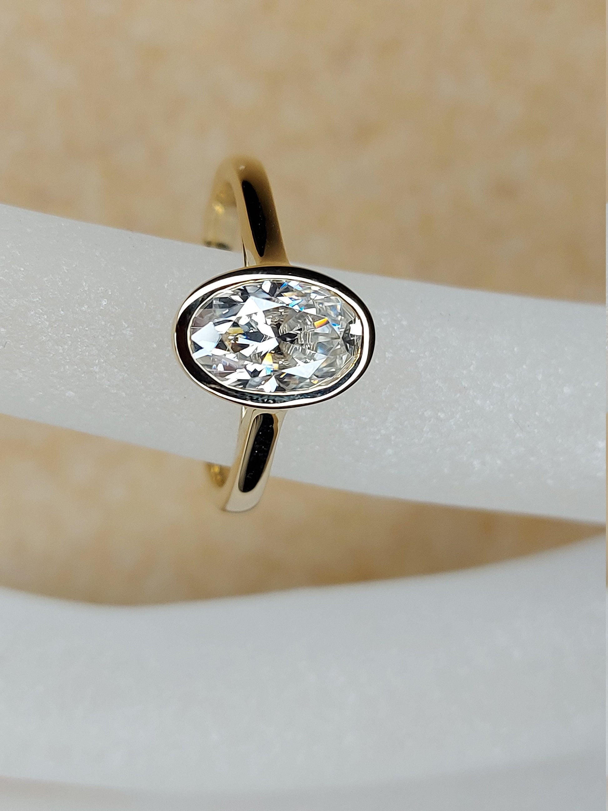 Oval Diamond, Moissanite Solitaire Engagement Ring
