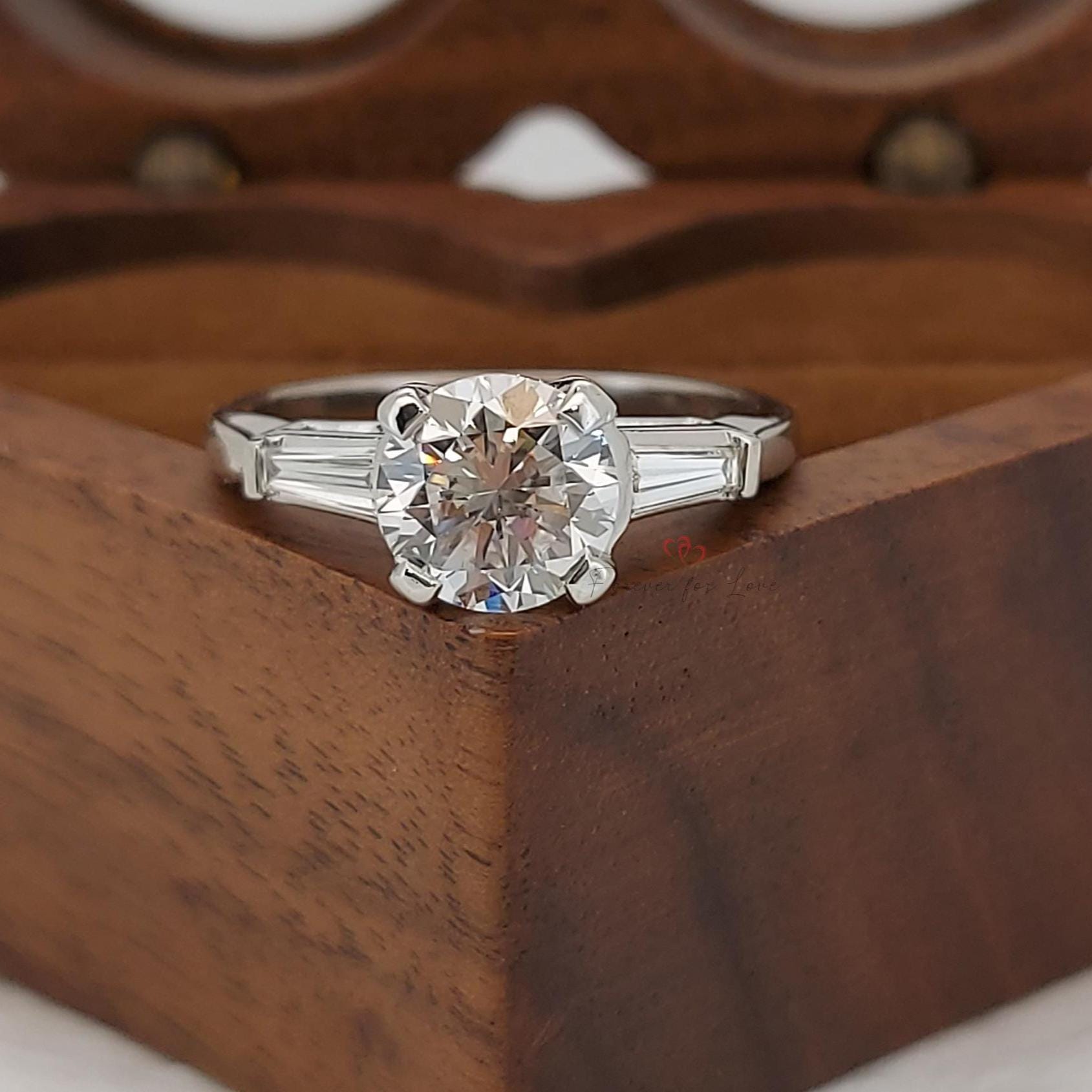 1.5 Ct Baguette Diamond Three Stone Engagement Ring