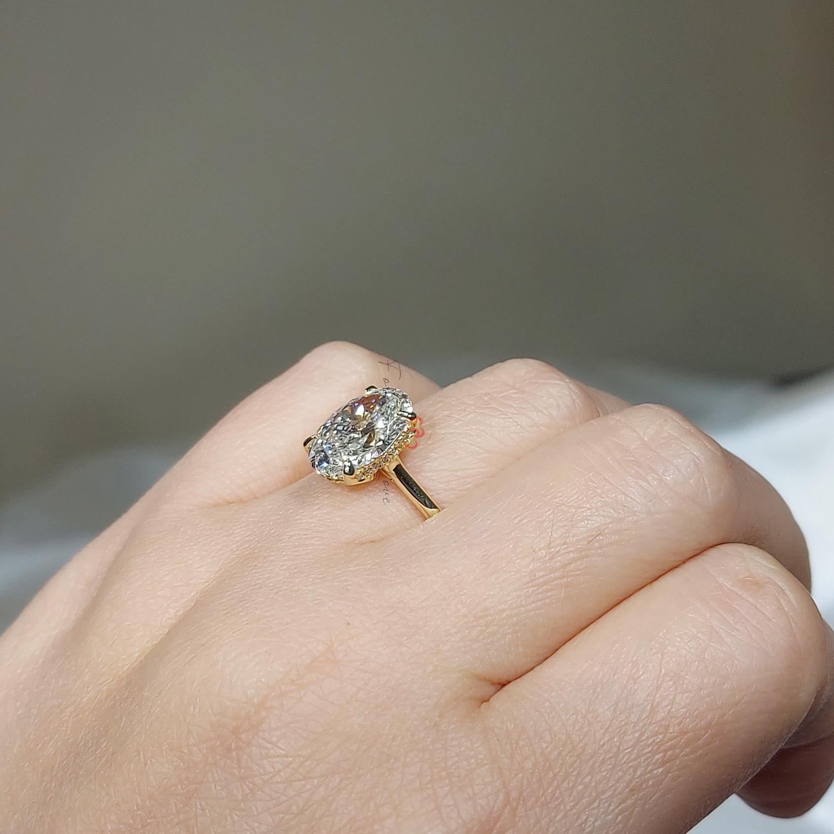 3.5 Ct Oval Lab Diamond Solitaire Engagement Ring