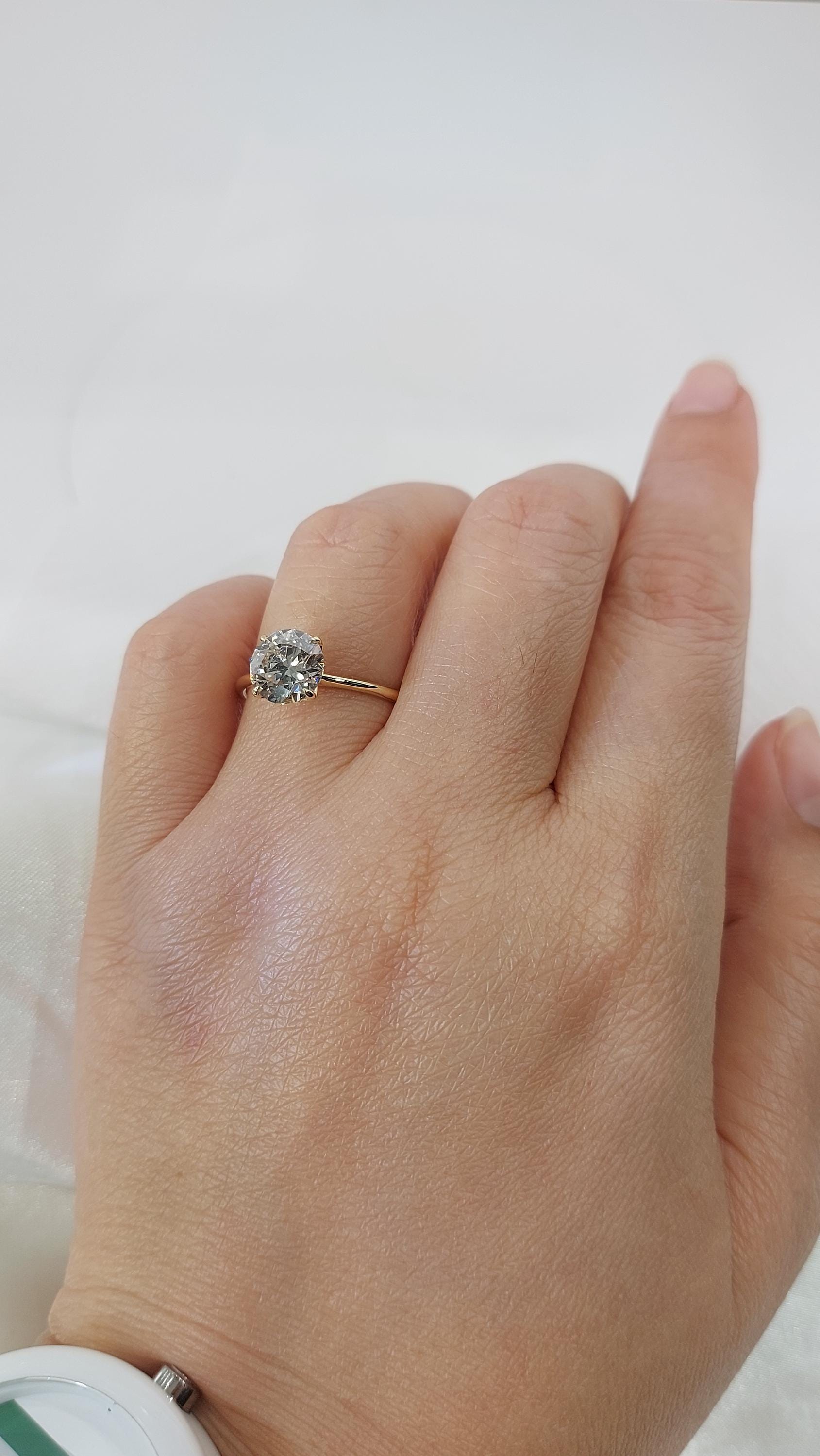 IGI Certified Round Lab Diamond Engagement Ring