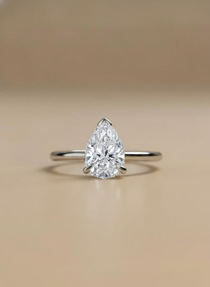 2 Ct Pear Lab Diamond Solitaire Engagement Ring