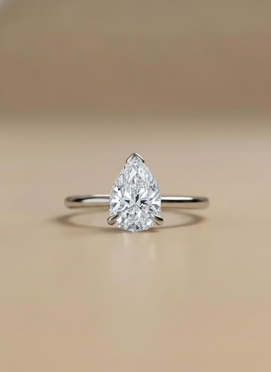 2 Ct Pear Lab Diamond Solitaire Engagement Ring