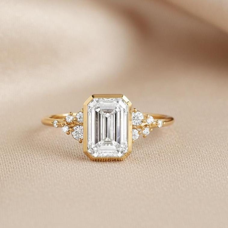 2 Ct IGI Certified Emerald Lab Diamond Engagement Ring