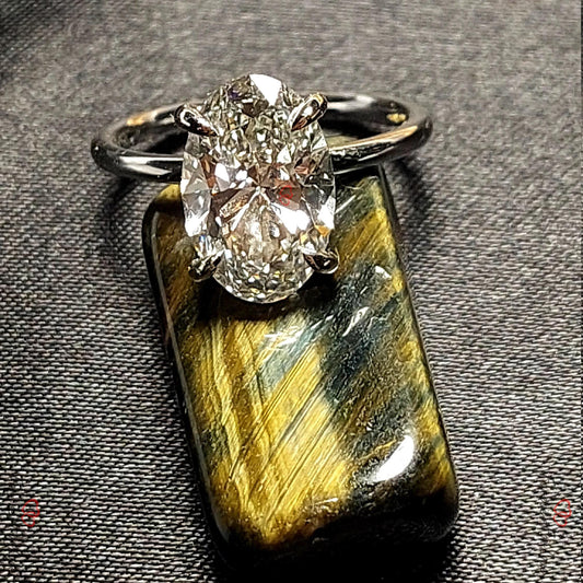 3 Ct Oval Lab Diamond Hidden Halo Engagement Ring